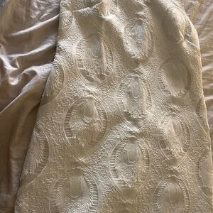 Badgley Mischka Dress white peacock feather pattern shift dress office casual 6